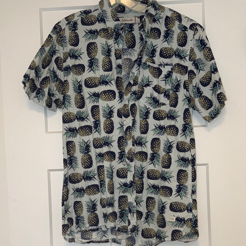 Pineapple Print Casual Shirt - Black and Green
